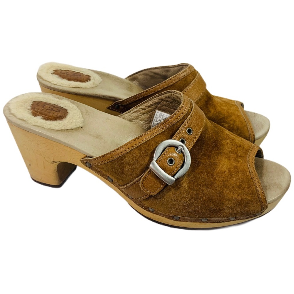 ugg katherine 1827 brown tan open toe clogs
